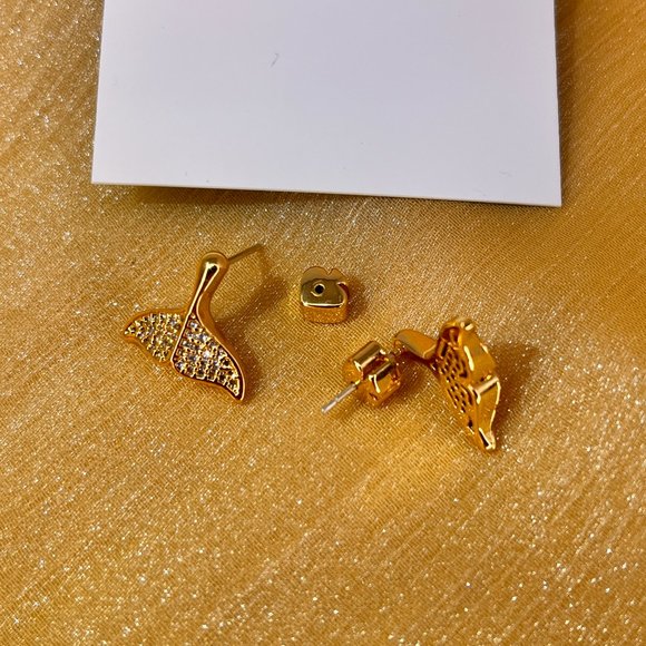 Kate Spade Gold Pavé Whale Tail Earrings - Picture 4 of 5